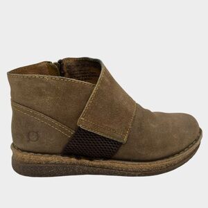 Born Tora Ankle Side Zip Booties Brown Suede Women’s Size 7 Good Cond